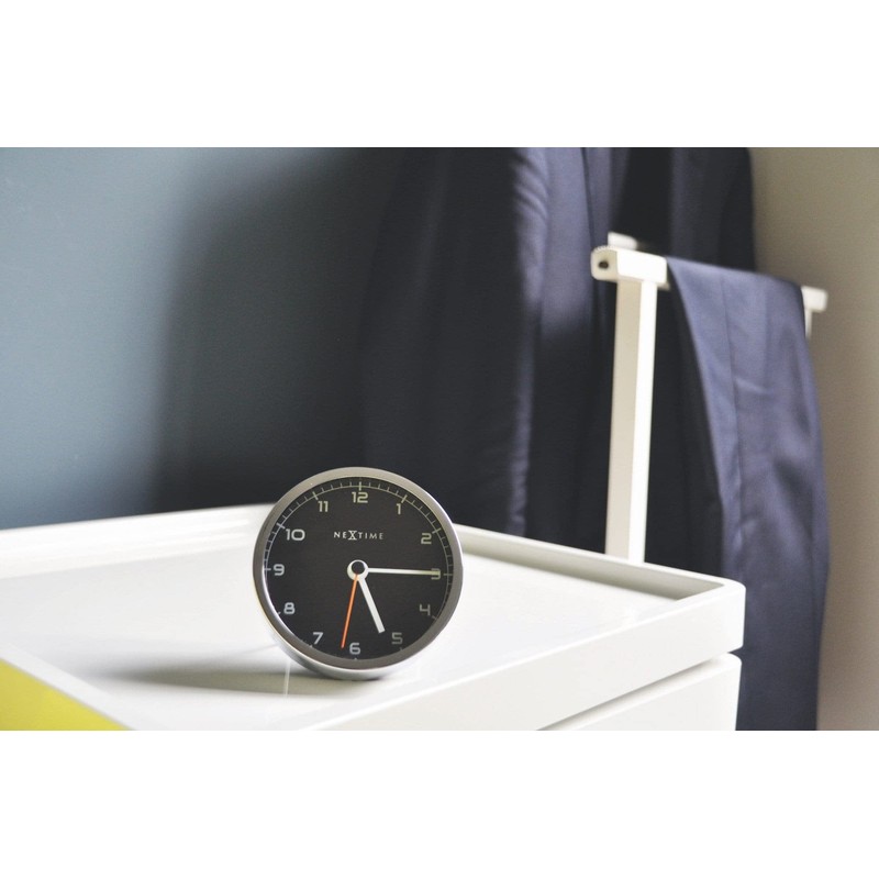 NexTime alarm clock, COMPANY ALARM very silent, black/metallic, ø 9