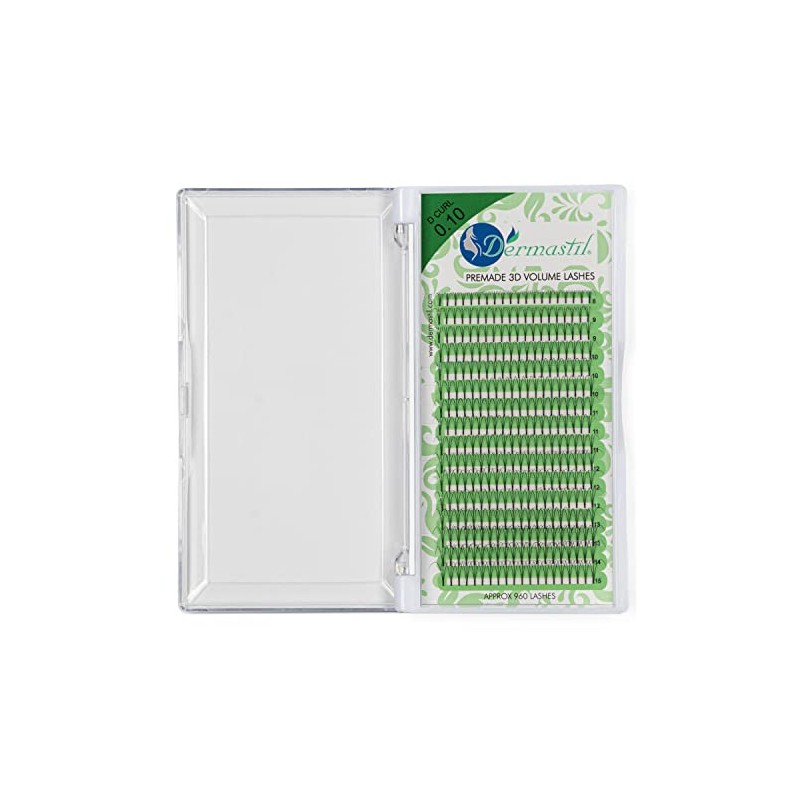 Dermastil 3D Premade Handmade Volume Eyelashes, Ready-to-Use Fan without Knots,