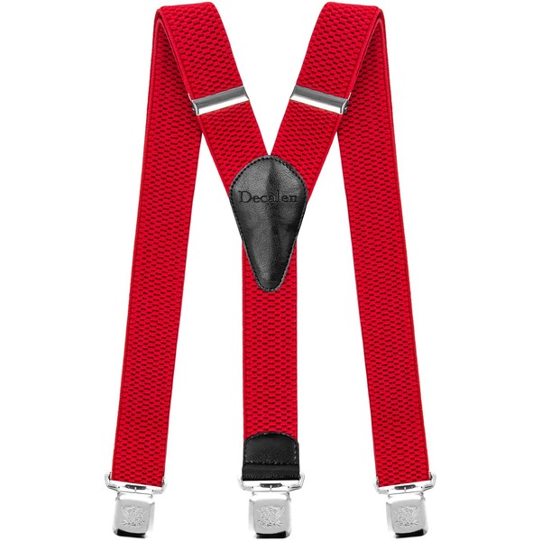 Decalen Men's Braces Wide Extra Strong Clips Y Shape Long