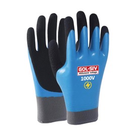 GOL-SIV Electrician Gloves 1000V High Voltage,Double Insulated Electrical Gloves For Men,Rubber Safety Work Gloves (Blue,Large)