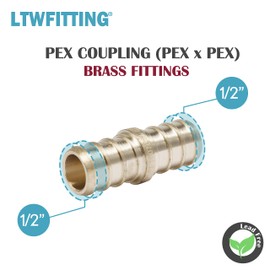 LTWFITTING LF Brass PEX Crimp Fitting 1/2-Inch PEX Coupling (Pack of 5)