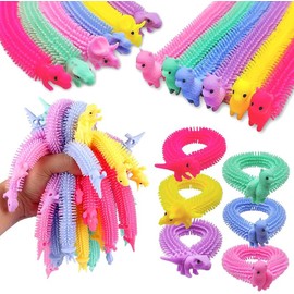 20 count Stretchy Fidget Toy,Colorful Stretchy Strings Fidget Toy,Sensory Fidget Worm Stretch Toys for Children's Day Gift,Kids,Adults,Boys,Girls,Stress Relief,Calming and Relaxing Present - Color: 10PCS Dinosaur + 10PCS Alpaca