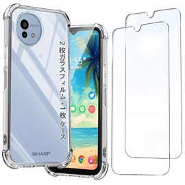 Ausrann AQUOS wish4 Case + [2 Pieces] AQUOS wish4 SH-52E SH-M27 Glass Film Made in Japan Asahi Glass, 9H Hardness, Automatic Adsorption, Fingerprint, Oleophobic, Shatterproof, Easy Installation, Aquos