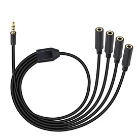 Xilaghy 3.5mm Headphone Splitter 1 to 4-Ways 3.5mm (1/8") TRRS 4-Pole Gold Plated Male to 4-Female Stereo Jack Splitter Audio Cable for Headphone and Microphones(50cm/20in)