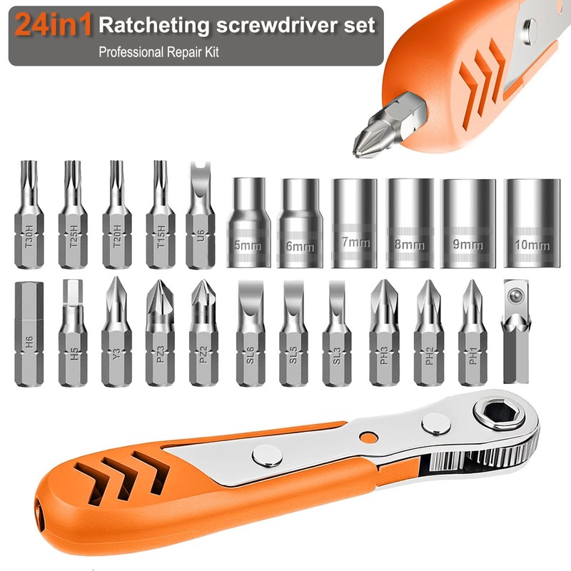Right Angle Screwdriver 24 in 1 Ratchet Screwdriver Set with