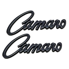 2Pcs Camaro Emblems 3D Metal Car Badge Sticker Letter Nameplate Replacement for Camaro SS ZL1 Z28-(Black)