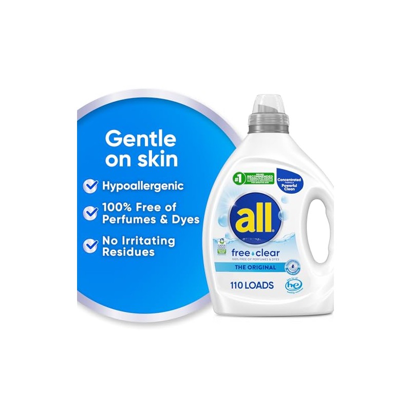 all free clear, Original, Liquid Laundry Detergent for Sensitive Skin,