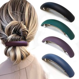 Pasadores de pelo grandes de 9,6 cm (3,8 pulgadas), resistentes, con acabado mate y forma curva, ideales para cabello grueso o fino. Paquete de 4 unid
