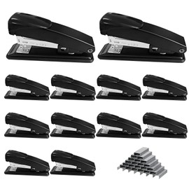 Voittozege 9 Pieces Desktop Stapler Metal Desktop Stapler Staplers Bulk with 6000 Staples Heavy Duty Office Stapler Bulk 25 Sheet Capacity Office Staple for School Office (Black)