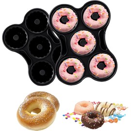 Molde para Donas, 2 PCS Molde de Silicona para Donas de 5 Cavidades, Resistente a Altas Temperaturas y Reutilizable, Sin BPA, Apto para lavavajillas
