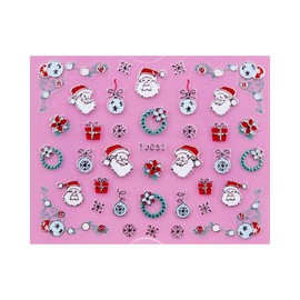 Generic Christmas Man Candycanes Snowflakes 3D Nail Stickers Tj052 Tj053 Silver Nail Wraps Stickers Manicure Supplies for Women Nails Full Long Lasting Easy Apply and Remove