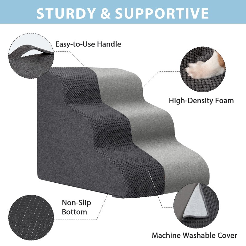 Garnpet Dog Stairs for High Beds, 4-Step Dog Steps for