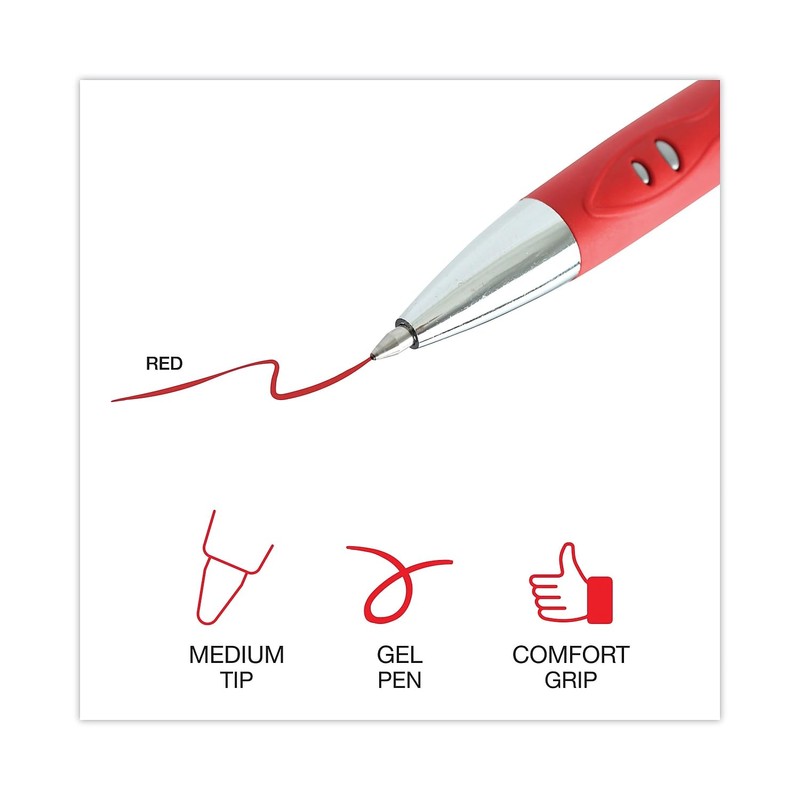 Universal 39722 Comfort Grip Retractable Gel Pen, Medium 0.7mm, Red