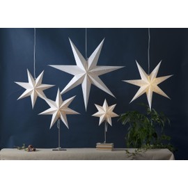 EGLO Table Lamp with Poinsettia, Decorative Star Illuminated Made of Paper with Metal Base, 3D Window Light Star Standing in White with Cable, E14