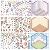 DIY 3D Miniaturized Stickers - Cute Cabin Landscaping Collage, 10-Piece