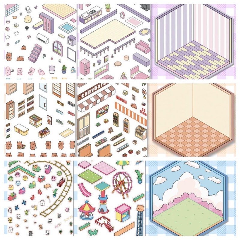 DIY 3D Miniaturized Stickers - Cute Cabin Landscaping Collage, 10-Piece