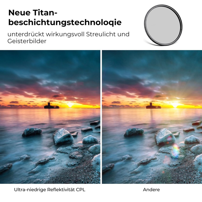 K&F Concept Nano-X Series Ultra Low Reflection Polarising Filter 77