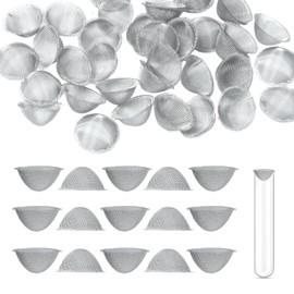 40 Pcs 3/4 Inch Stainless Steel Bowl Screens Filters, Reusable Pipe Screens, 0.75 Inch Mini Metal Filters, Self-Adjustable Size Tapered Design Clean Screen with Storage Box