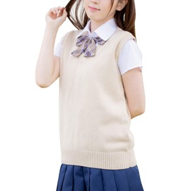 Classe School Knit Cardigan, Vest, Sweater, Student Uniform, Spring, Summer, Fall, Winter, Year-Round, Commuting to School, Solid Color, V-Neck