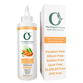 The Organic Forest  VEGAN PURE NATURAL- Aceite de almendras del bosque orgánico para cabello, rostro y piel seca, aceite portador 100 puro prensado