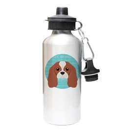 Mystic Sloth Adorable Dog Breed Design 20oz Aluminum Water Bottle with Carabiner and Choice of Lids (Silver, Cavalier King Charles Spaniel)
