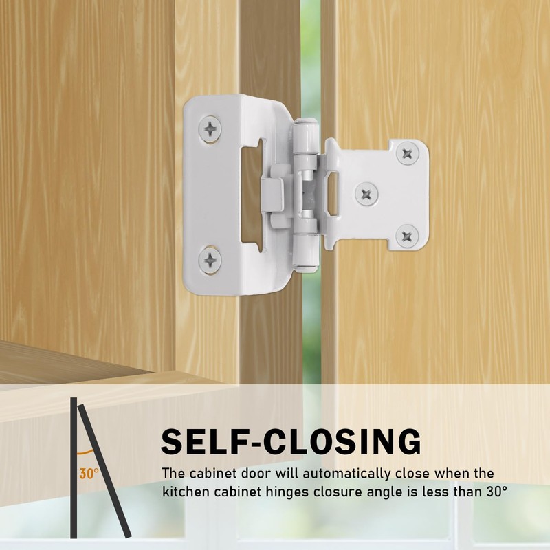 1/2" Partial Overlay Cabinet Hinges,(25 Pairs -50 Pack) Partial Wrap