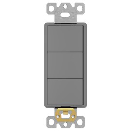 ENERLITES Triple Paddle Rocker Decorator Switch, Clamp-Type Back Insert, Copper Wires Only, Single Pole, Residential/Commercial Grade,UL Listed, 62755-GY, Gray