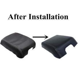 SecosAutoparts Black Center Console Lid Microfiber Leather Replacement Armrest Cover Skin Compatible with Ford F-150 2015 2016 2017 2018 2019 Made by Quality Automotive PVC Leather