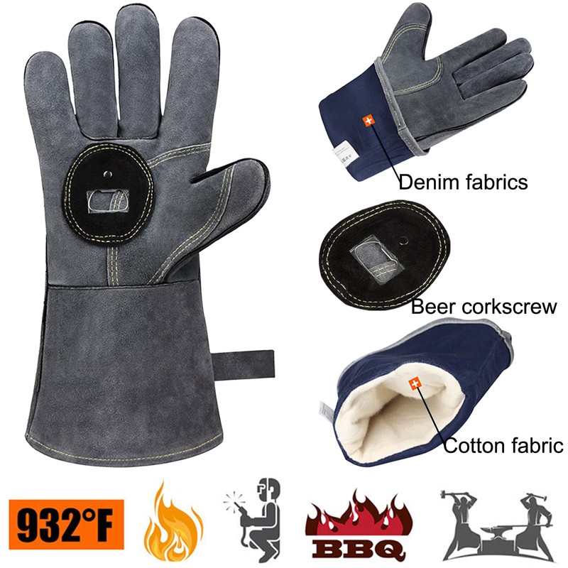 BBQ Gloves Heat Resistant Gloves Welding Gloves Fireplace Gloves Oven