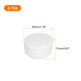 uxcell 1-3/16"(30mm) Round Plastic Plug, 4 Pcs White Pipe Tubing End Cap Plastic Plug Cap Insert Glide Insert for Metal Tubing Fence Table Chairs Furniture