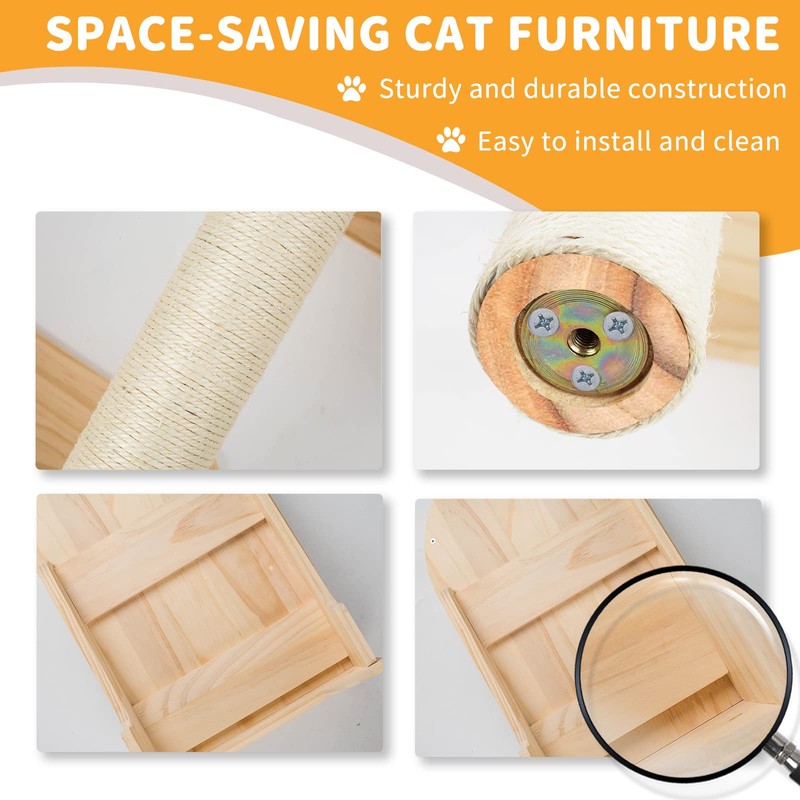 NOVGOBHOT Cat Wall Shelves for Large Cats – 9-Piece Wooden
