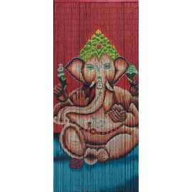 Bamboo Bead Curtain Hand Painted-Ganesha- for Bedroom, Dining Room, Doorway or Room Divider