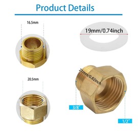 KtbeYTi Gas Adaptor 1/2 Inch Female x 3/8 Inch External Thread Right Hand for Camping Stoves Pack of 2