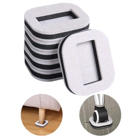 12 PCS Felt Furniture Coasters Caster Cups for Hardwood Floors, Felt Bottom Furniture Pads, Bed Office Chair Fridge Furniture Wheel Stopper to Prevent Sliding and Scratches (Beige, L: 2.6" * W:1.8")