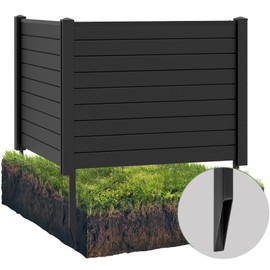 Giantex Air Conditioner Fence 2 Panels - 48''W x 36''H Outdoor Privacy Screen Trash Can Enclosure with 3 Stakes, PVC Vinyl Freestanding Picket Fences for Garden Patio Lawn AC Unit Pool Pump, Black