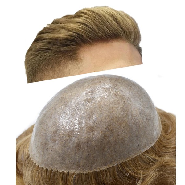 RESHE Toupee for Men Full Poly Thin Skin Hairpiece for