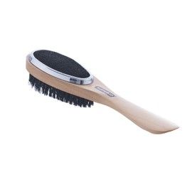 Superio 3 in 1 Lint Brush and Shoe Horn for Suit, Wool Coat, Sweaters, Shoes - Double Sided Portable Pet Hair Remover with Wood Handle