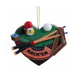 The Bridge Collection Pool Table with Cue & Balls Christmas Ornament- Resin Rack 'em Billard Ornament