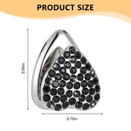 Osilly 4PCS Bling Car Mini Hooks, Crystal Rhinestone Self-Adhesive Cute Love Heart Vehicle Dashboard Hanger for Women Girls, Auto Interior Storage Hanging Accessories, Universal Fit (Black)