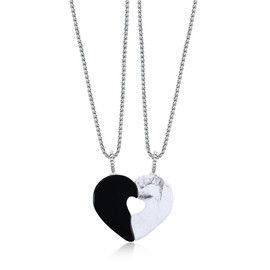 COAI Partner Heart Pendant, Obsidian Obsidian howlite, Howlite