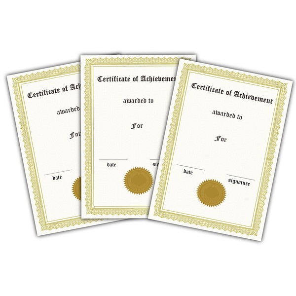PARTY DECOR Certificate of Achievement Gold Filigree Portrait A5 Pack of 40