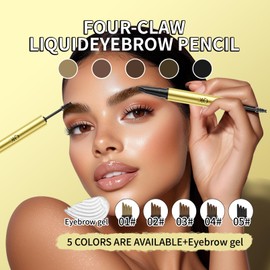 2-in-1 Microblading Eyebrow Pencil with Micro-Fork-Tip Precise Brush-Tip Eyebrow Pencils Create Natural Looking Defined Eyebrows Last All Day (Light Brown)