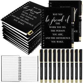 HAOWANWW 10 Pack Employee Appreciation Gifts A6 Notebook Journals and Motivational Ballpoint Pens Business Inspirational Team Together Notebooks Thank You Gifts for Boss Coworker Colleague Office