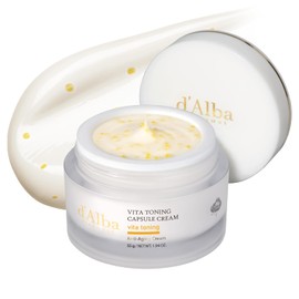 ダルバ(d'Alba) ビタトーニングカプセルクリーム 55g - 美白 くすみ しみ 小じわ 透明感 ツヤ 弾力 保湿 ビタミンC ナイアシンアミド グルタチオン 3種のヒアルロン酸 べたつかない 潤い 乾燥肌 敏感肌 しっとり エイジング スキンケア ヴィーガン