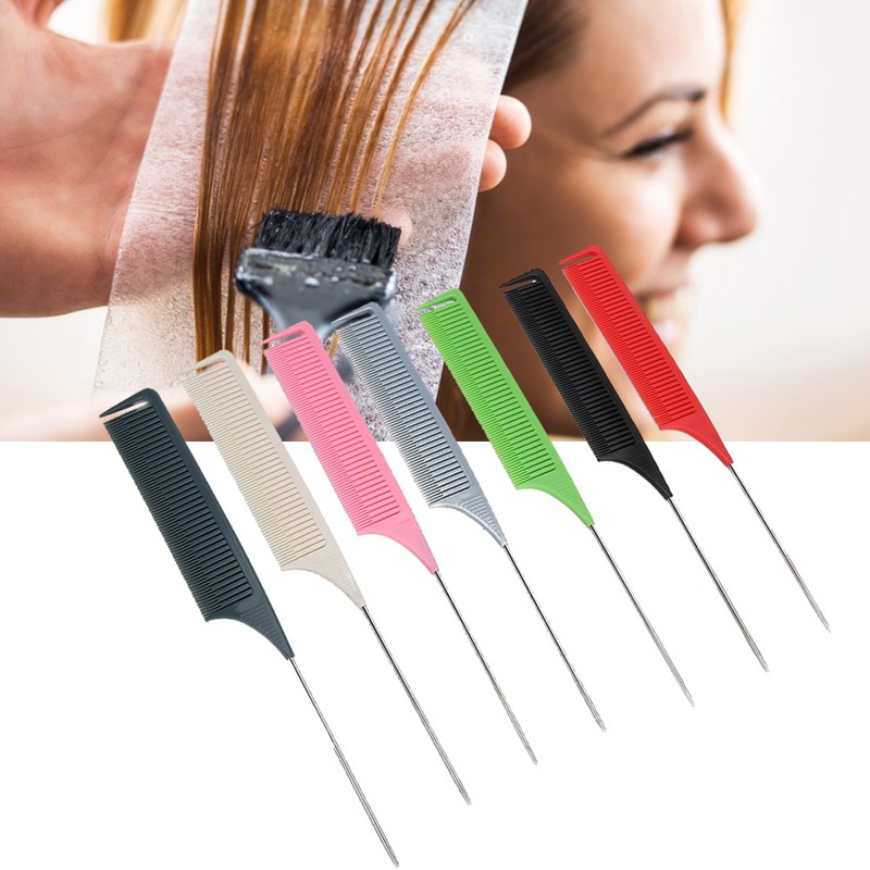 7pcs RatTail Hairdressing Styling Comb FineTooth Salon Dyeing Tinting Hair