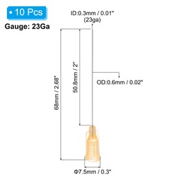 PATIKIL 23Ga x 2 Inch Dispensing Needle Tips, 10Pcs Stainless Steel and Plastic Glue Needle Tube Blunt Tips with Luer Lock for Glue Oil Applicator, Yellow