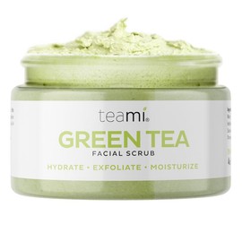 Teami Green Tea Facial Scrub – Organic Exfoliating Cleanser for Gentle Hydration, Deep Cleansing, Smooth Skin, and Revitalized Skin Tone