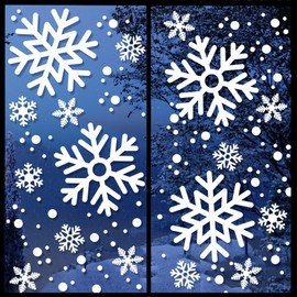 Extra Large Snowflake Window Clings Christmas Decorations, White Snowflakes Clings Decals for Glass Windows, Xmas Winter Large Snow Flakes Decor for Kids Home Holiday Party, 10 Large Sheets