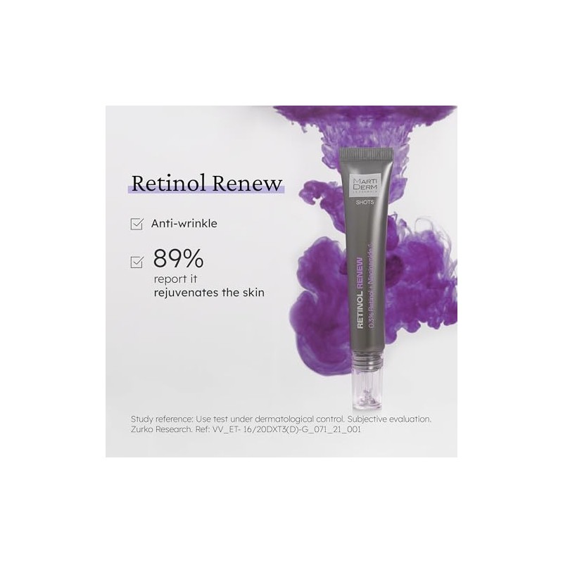 MartiDerm Shot Retinol al 0.3% puro, Piel más uniforme, 20ml