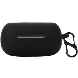 QWYJ for JBL Live Buds 3/Flex 3/Beam 3 Case Carcasa Protectora de Silicona, para JBL Live Buds 3/Flex 3/Beam 3 Funda con Mosquetón Llavero Anti-perdida (Negro)